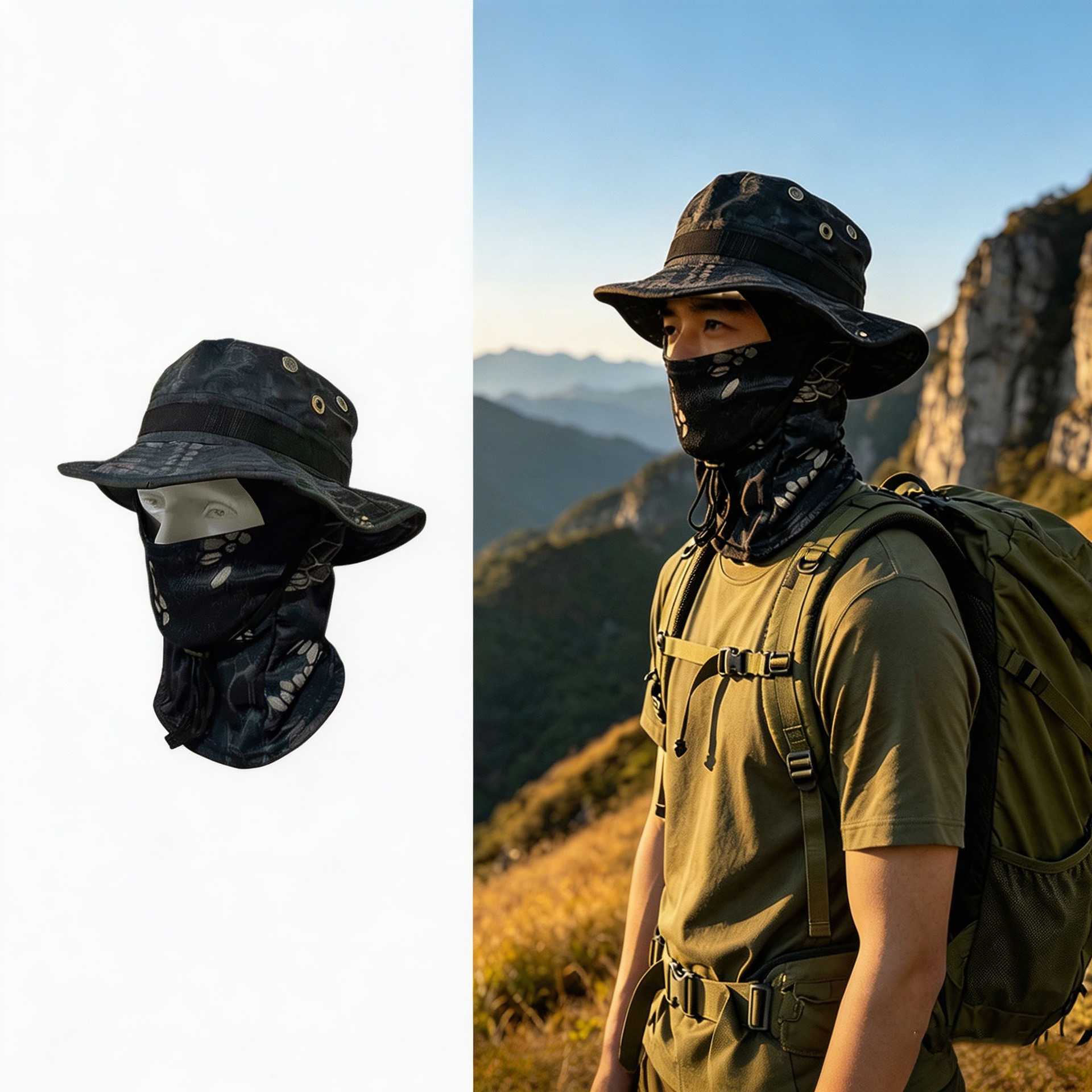 Camouflage Quick-Drying Sun-Protection Outdoor Wide-Brimmed Sun Hat photo 2