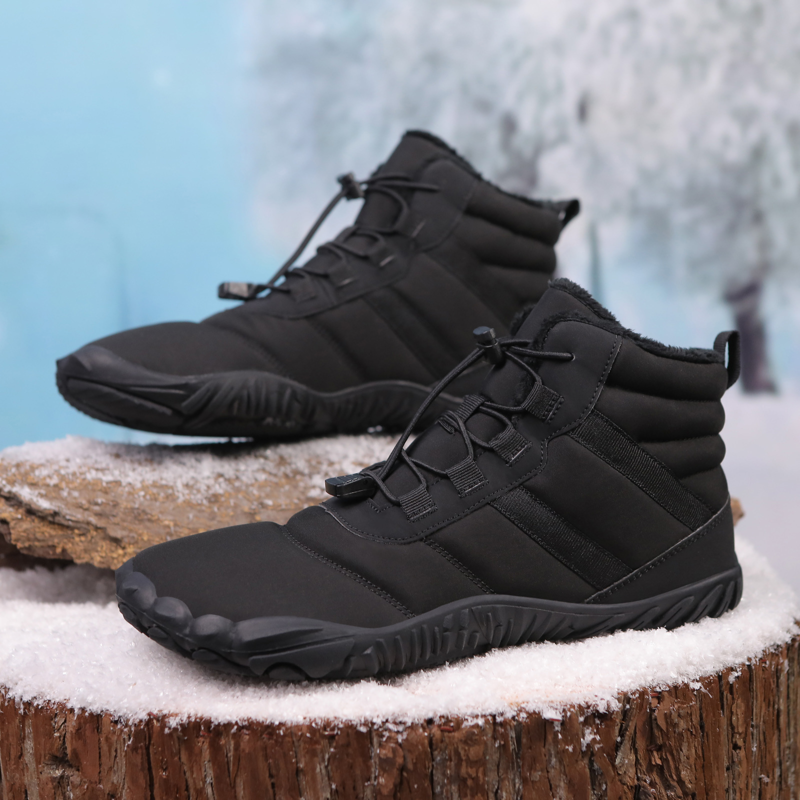Five-finger Cotton Shoes Non-slip Snow Boots Waterproof Fleece-lined photo 6