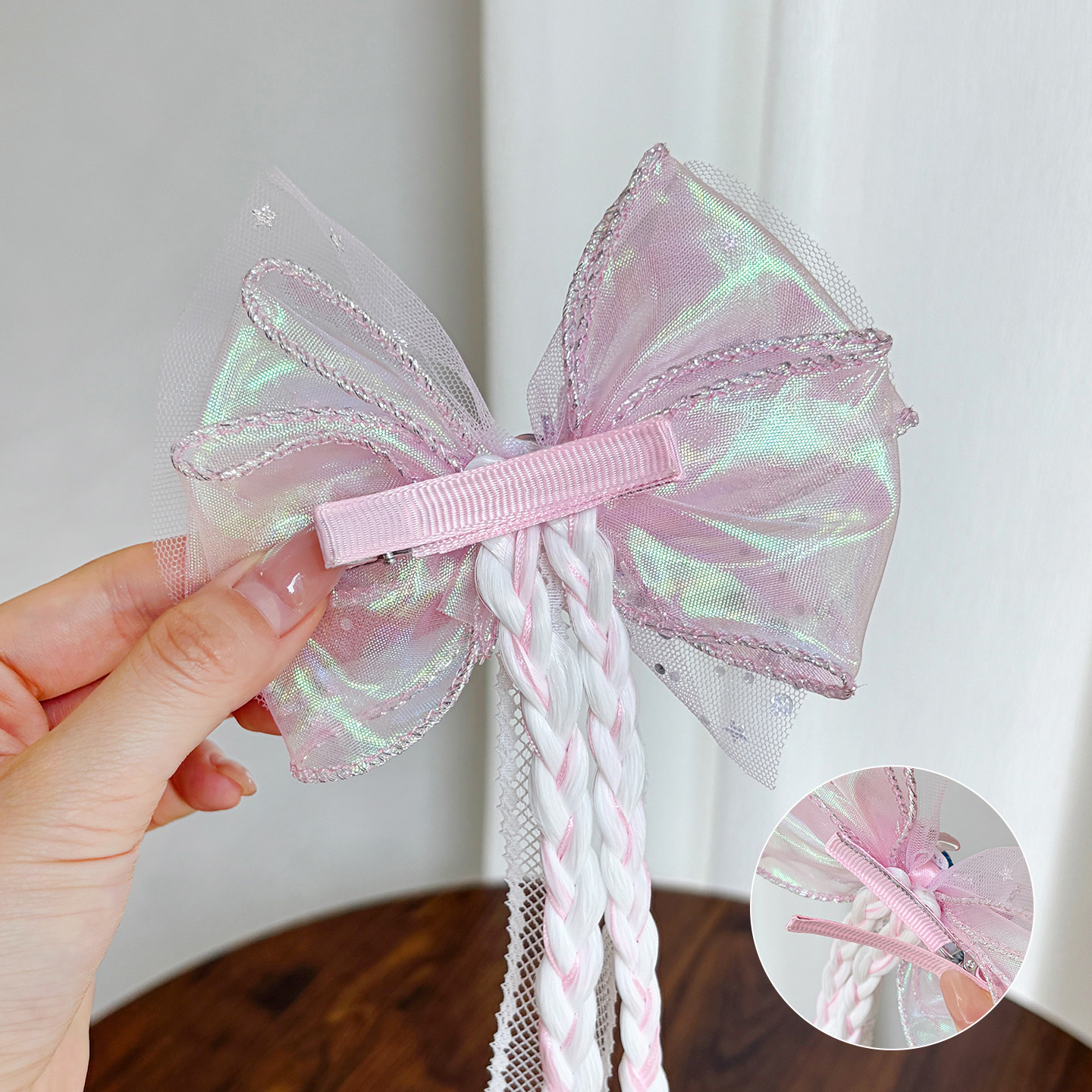 Princess Bow Ribbon Hair Clip Wig Braid photo 4