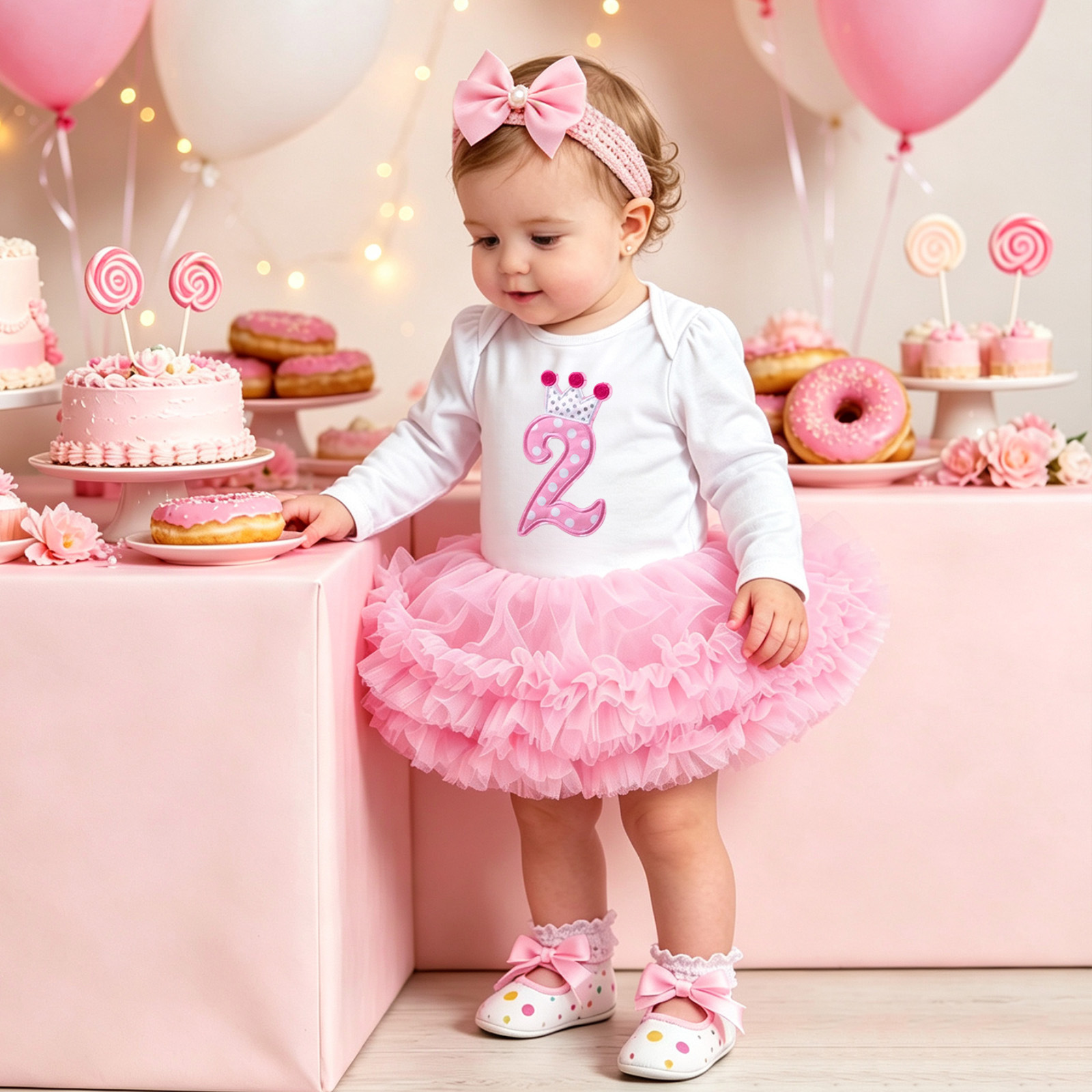 Crown-shaped Tutu Skirt With Mesh And Headband Plus Shoes photo 4