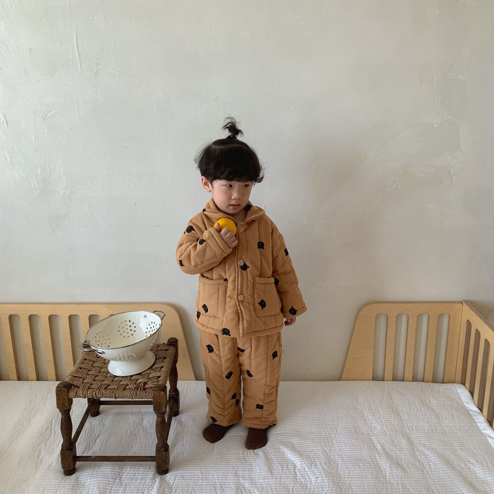 New Fleece-Lined Three-Layer Quilted Pajama Set For Baby Girls And Boys photo 5