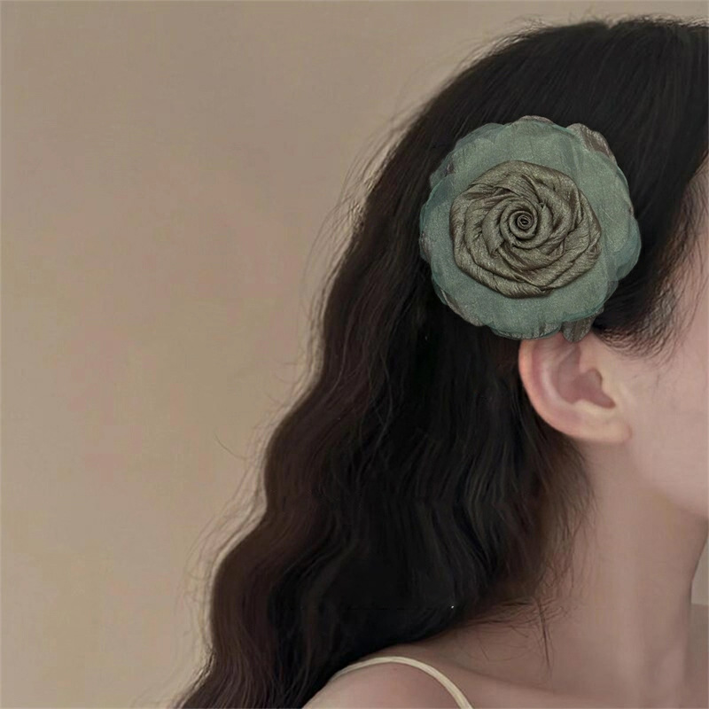 Dark Green Rose Hair Clip Stylish And High-end photo 4