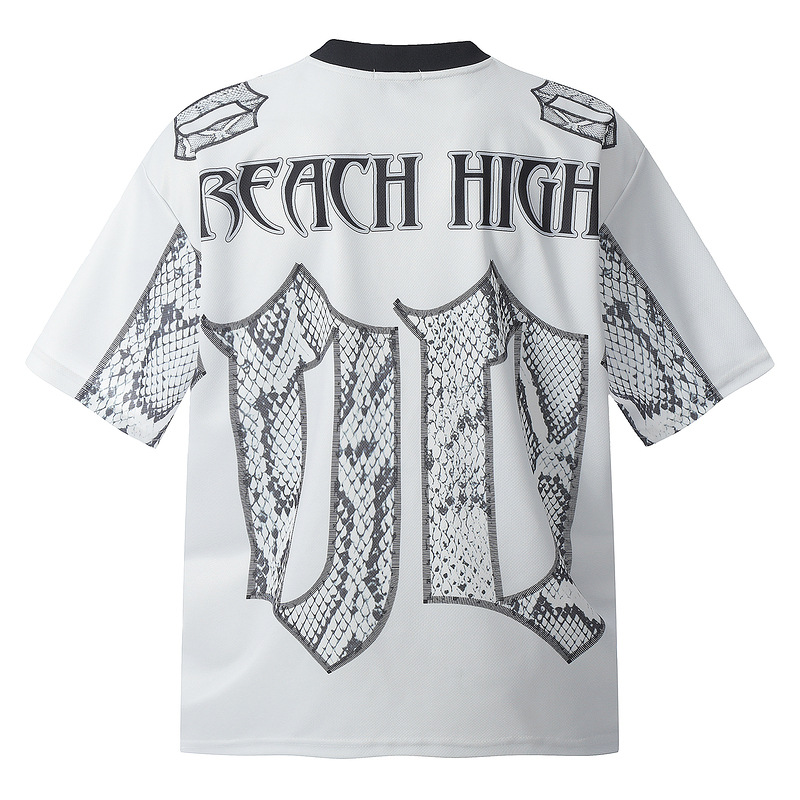 Snake Scale Design Mesh Jersey Short Sleeve T-shirt Loose photo 5