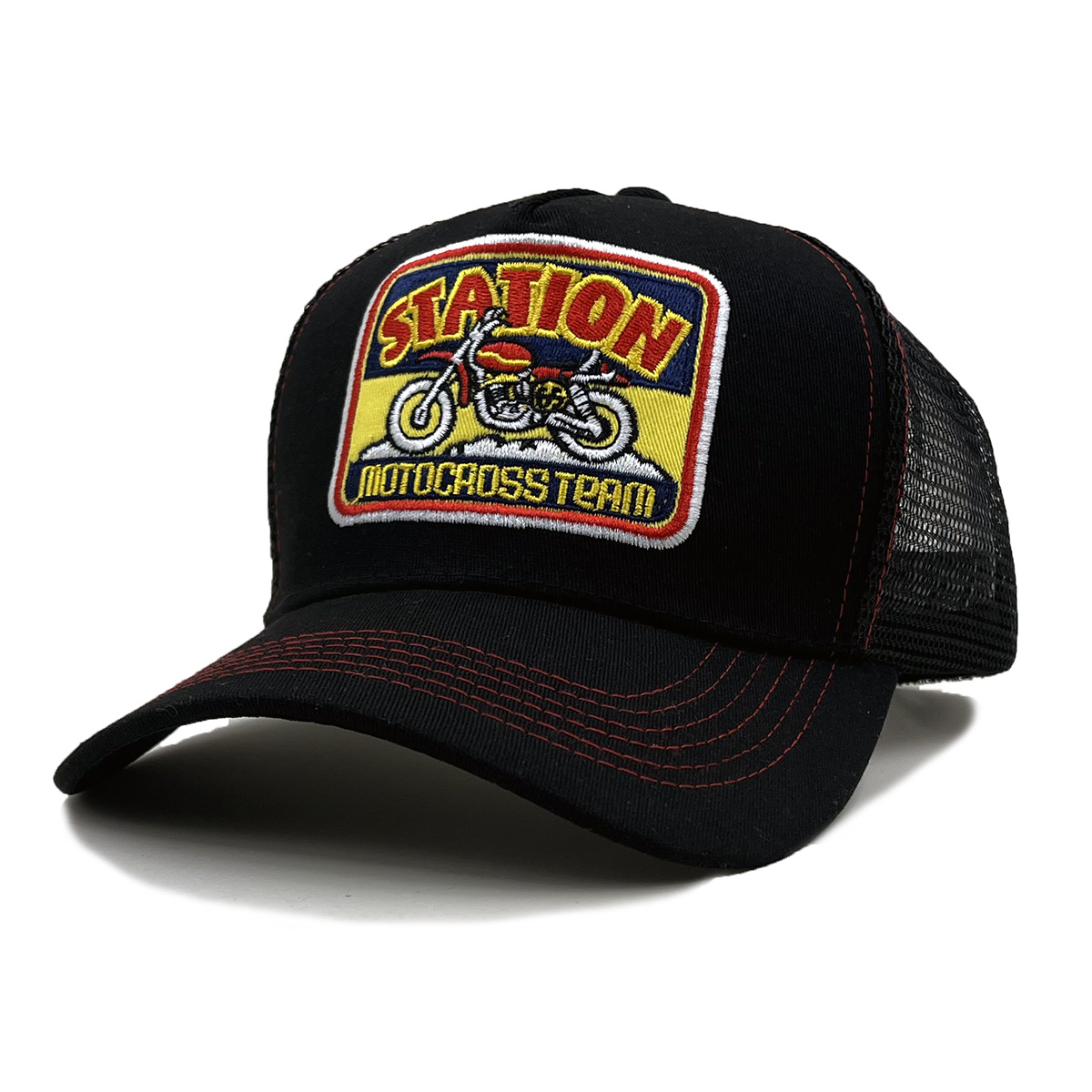Motorcycle-Embroidered Color-Block Sun Hat photo 6