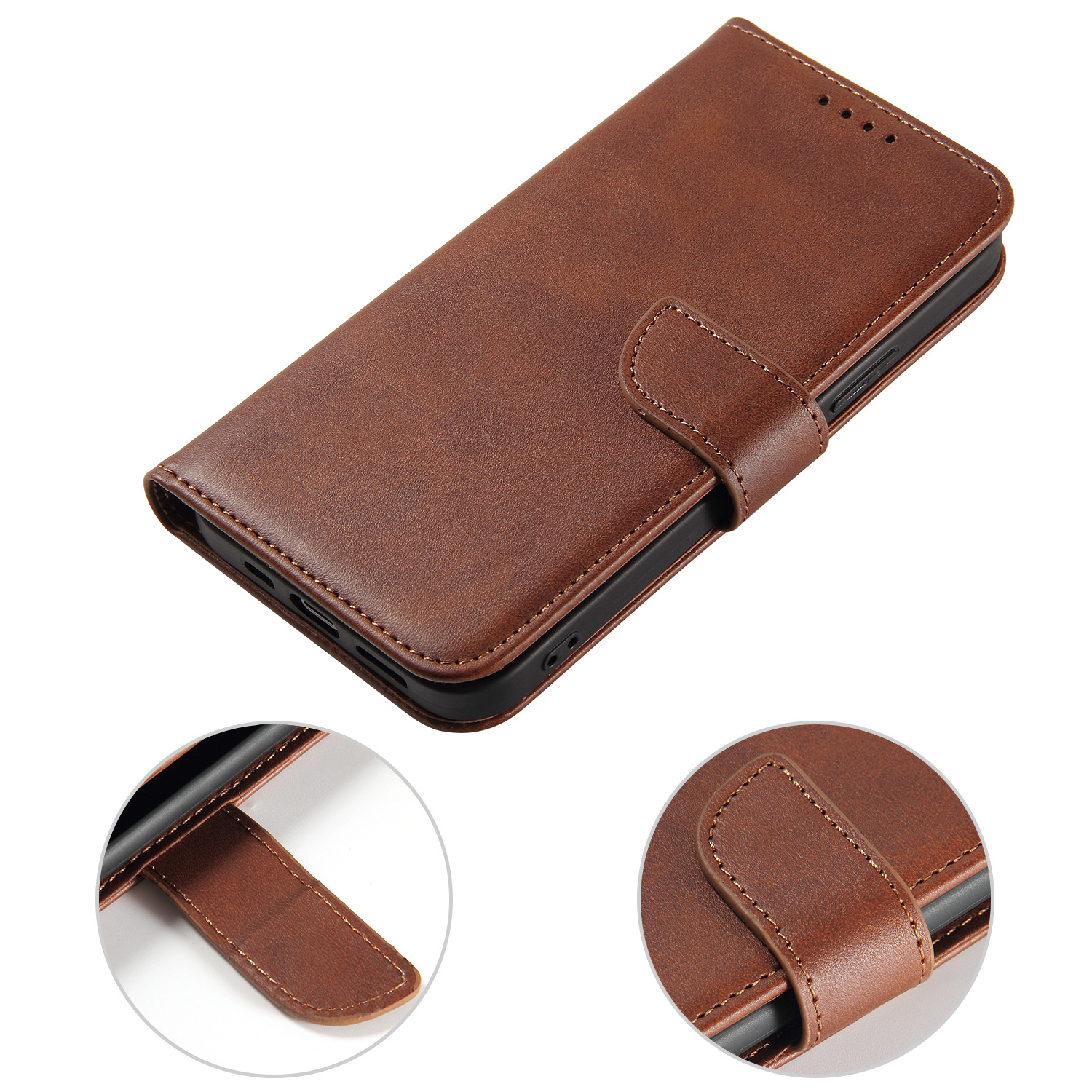 Calfskin-textured Card-slot Wallet Flip Phone Case photo 1