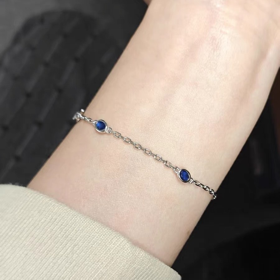 Blue Bubble-cut Diamond Bracelet Versatile For Layering photo 3