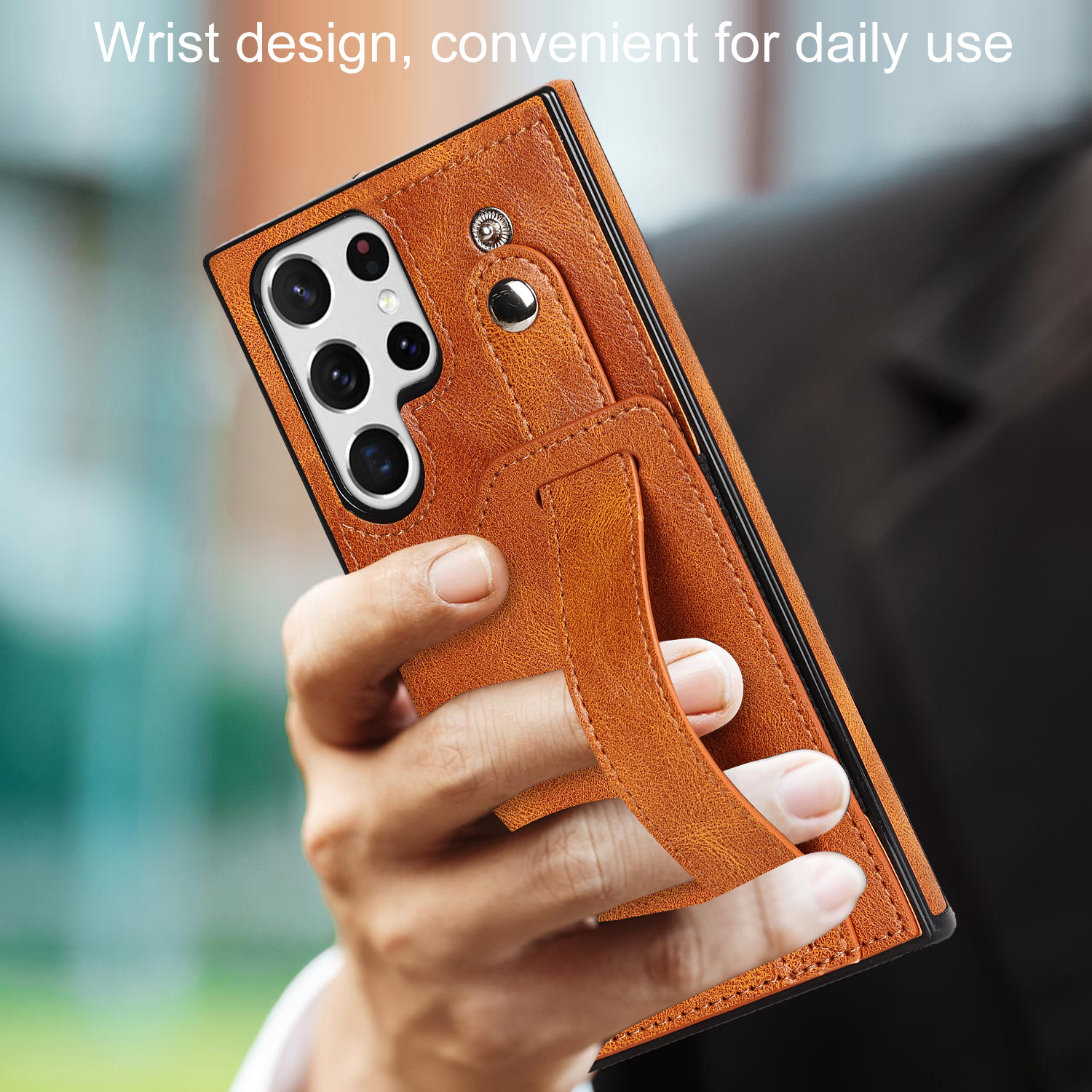 Applicable Wrist Strap Mobile Phone Skin Protective Leather Case photo 1