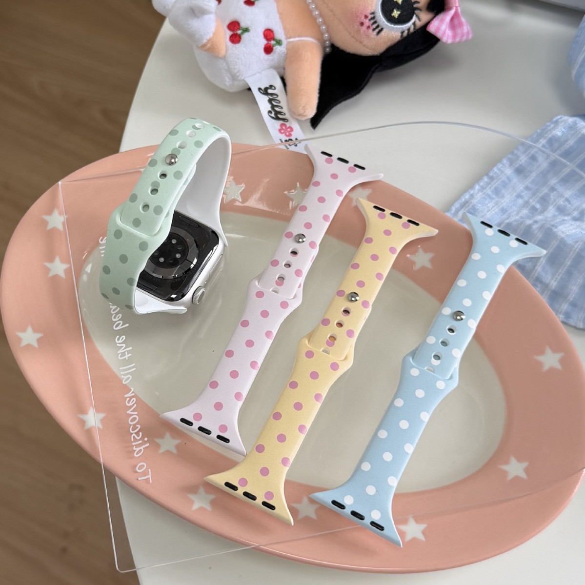 Polka-Dot Macaron Silicone Thin Watch Strap photo 1