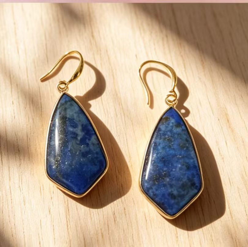 Natural Stone Drop With Edging Irregular-shaped Stone Earrings photo 4