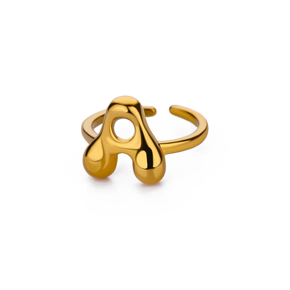 Cute Bubble Letters Ring Gold 18K Gold Plated Ring photo 2