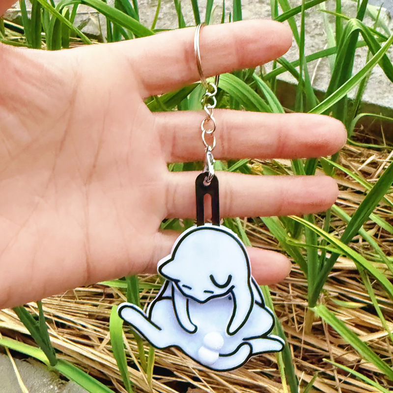 Genuine Creative Pull-out Egg Cat Keychain Pendant photo 1