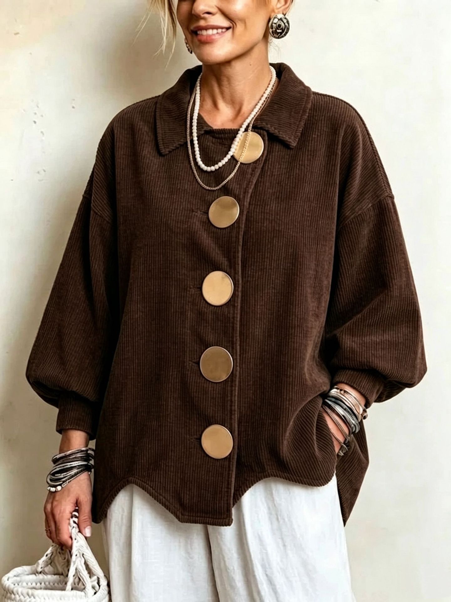 Oversized Metal-button Corduroy Jacket photo 6