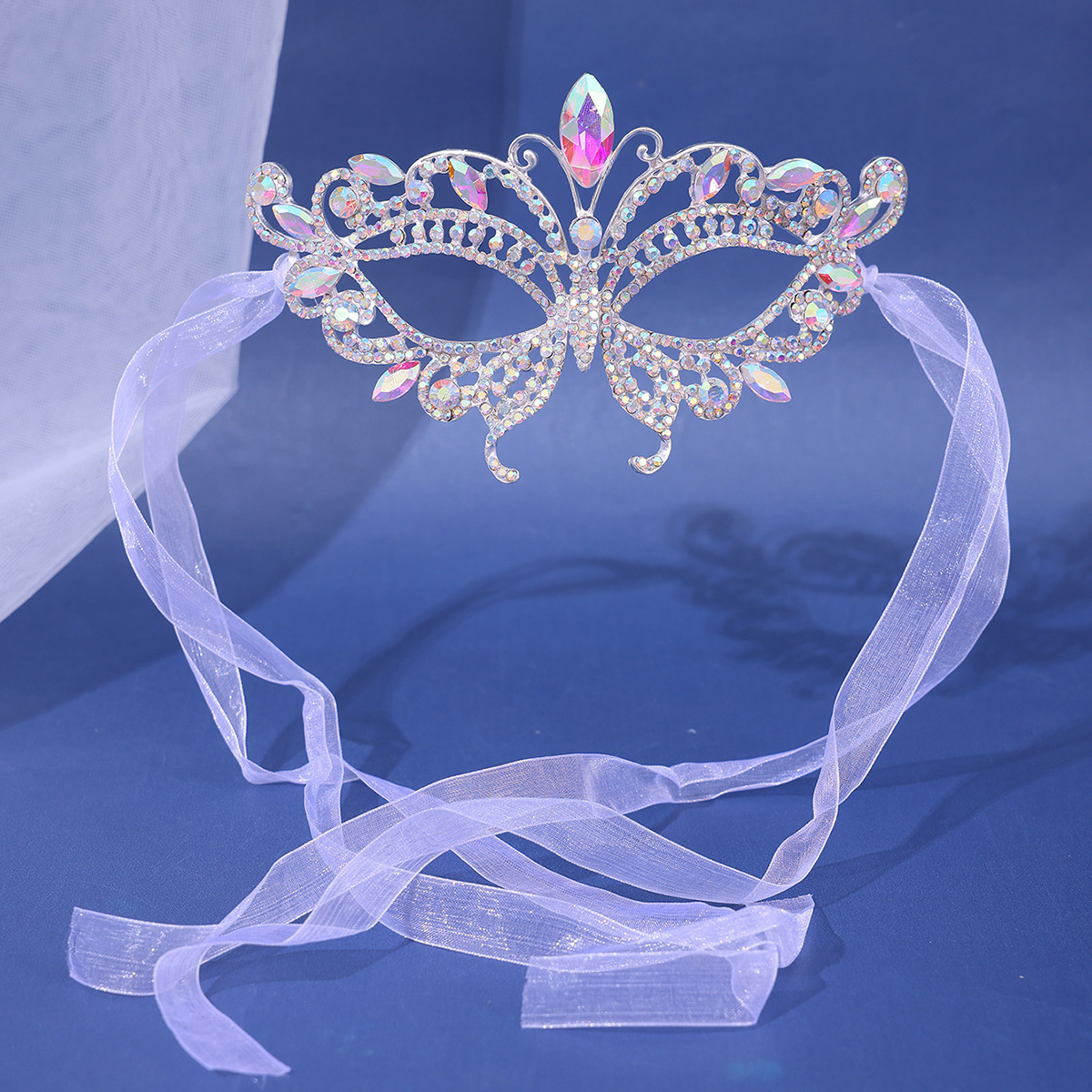 Western-style Masquerade Mask Headdress Party Rhinestone Tassel Veil photo 2