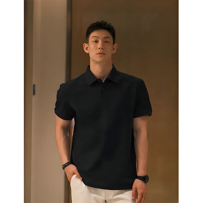 Summer-cool Slightly Mature American-style Lapel Straight-shoulder T-shirt photo 8