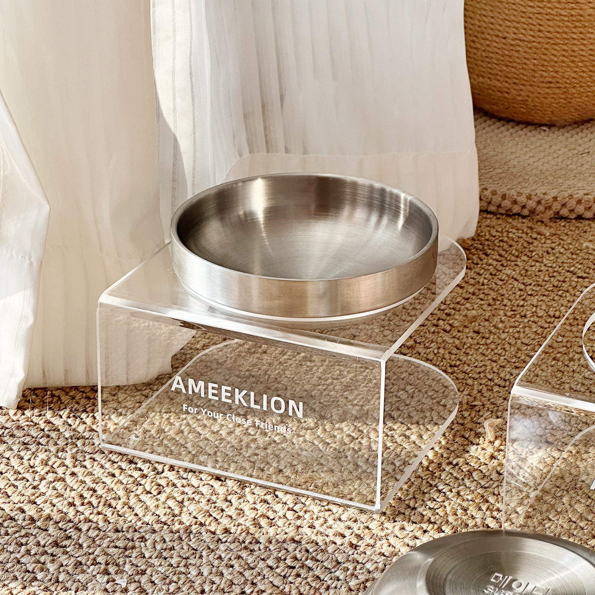 Stainless Steel Cat Bowl With A Raised Acrylic Stand Dog Bowl Large-diameter Pet Water Bowl And Food Bowl photo 2