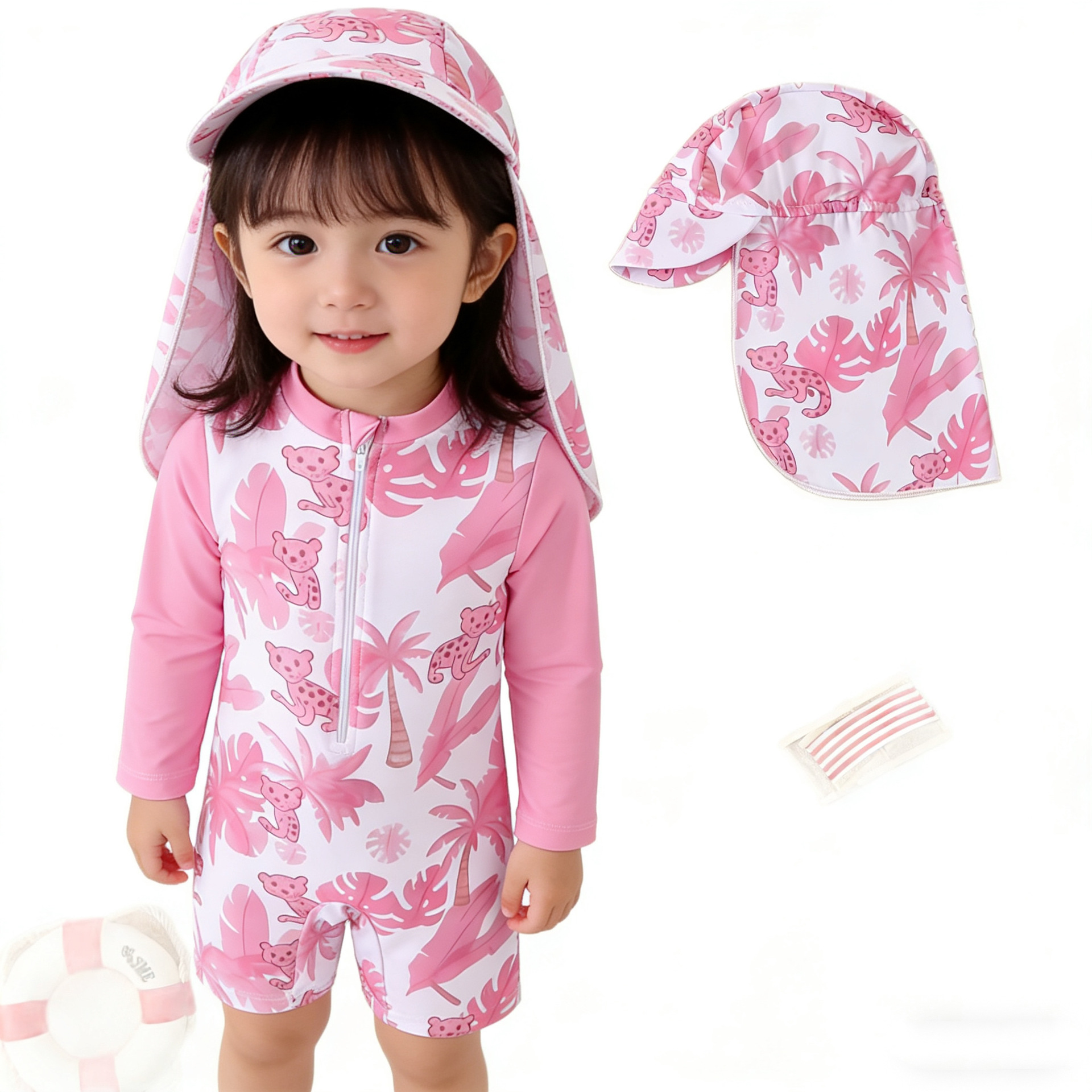 Cute Zippered Wetsuit Modest One-piece Swimsuit photo 1