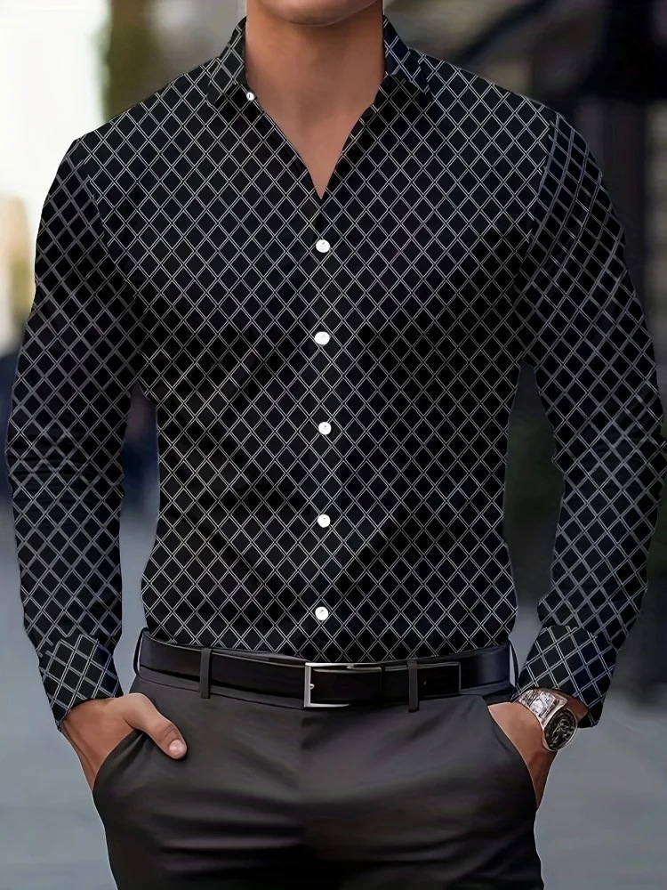 Autumn Men's Loose 3D Striped Shirt photo 6