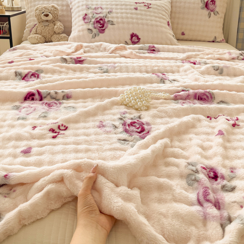 Leopard-print Bubble Fleece Blanket For Office Naps photo 8