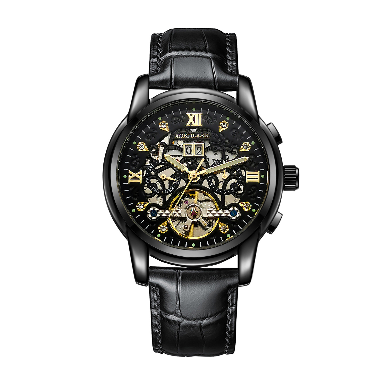 New Mens Large-rotor Skeleton Automatic Mechanical Watch photo 5
