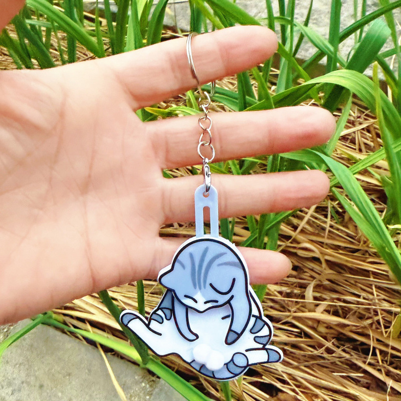 Genuine Creative Pull-out Egg Cat Keychain Pendant photo 2