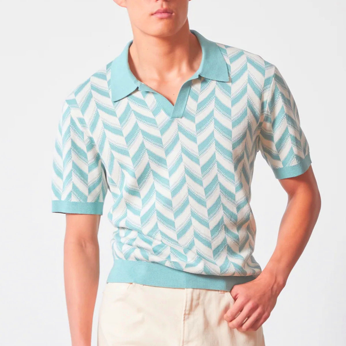 Men's Casual Jacquard Knit Cardigan With A Lapel photo 2