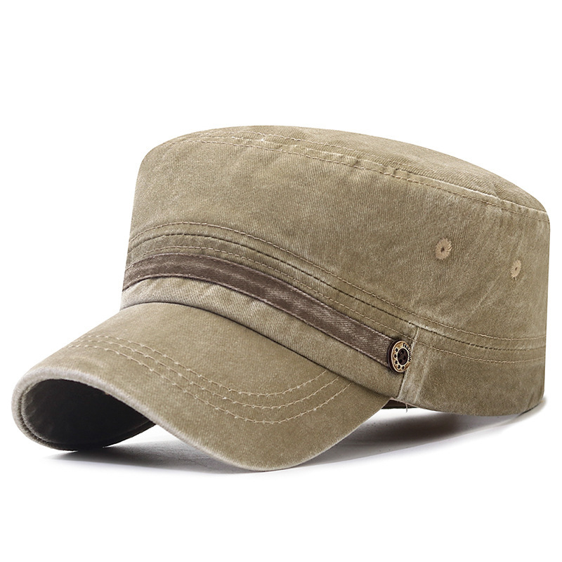 Washed Distressed Flat Crown Hat Breathable Sun Protection Outdoor Cap For Men photo 5