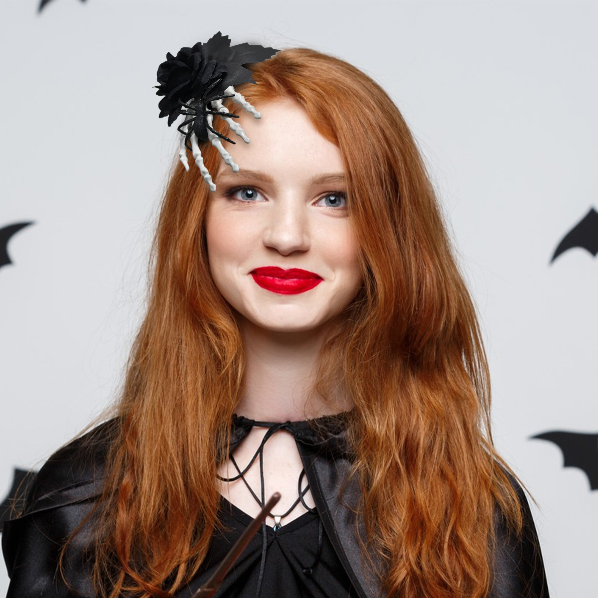 Black Rose Bone Claw Side Hair Clip Headdress photo 1
