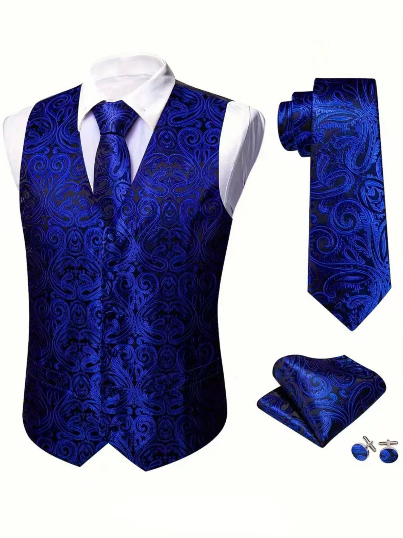 Men's Vest Set With Tie, Pocket Square, And Cufflinks Included photo 4