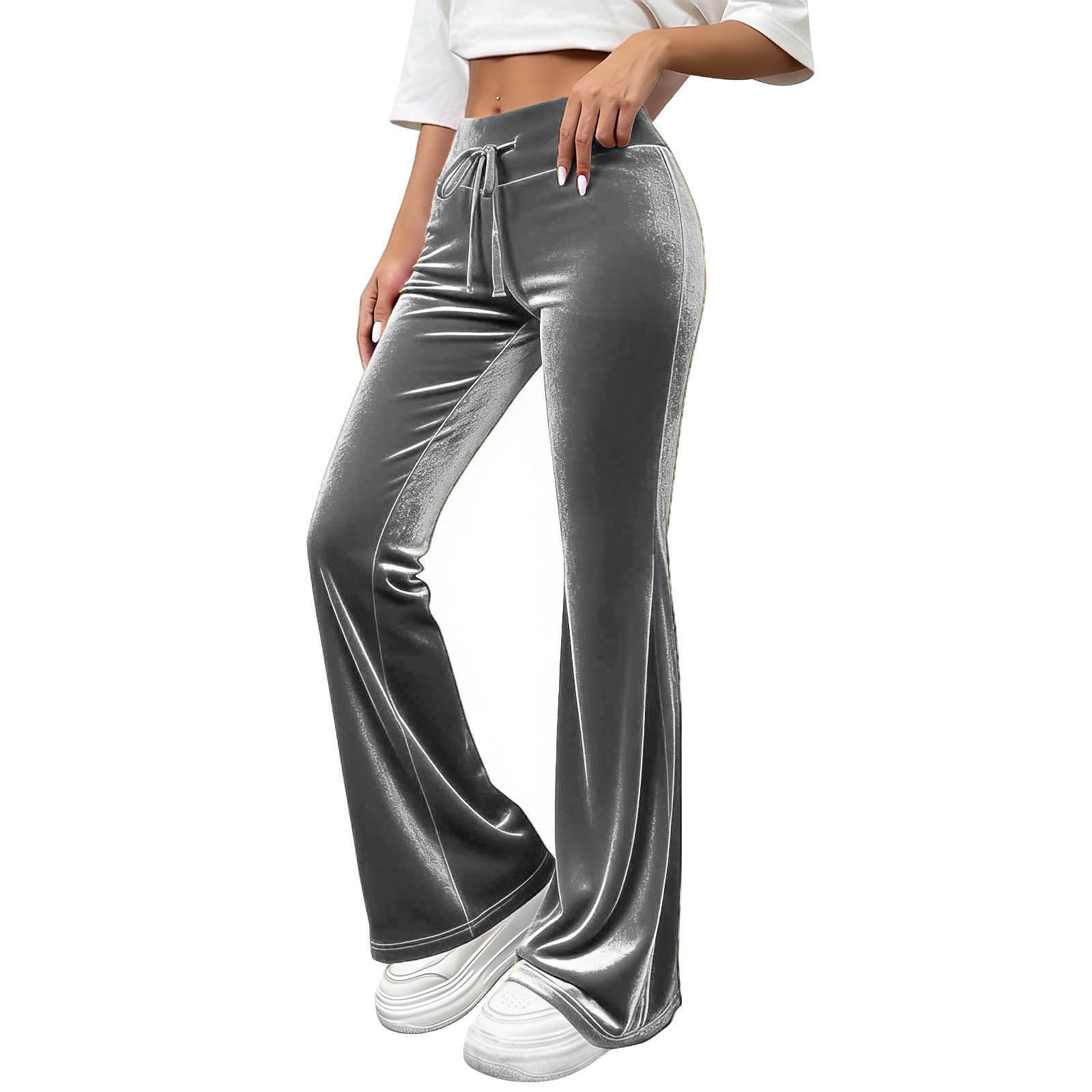 Commuter Slimming Casual Flared Pants Velvet Draped Long Trousers photo 3
