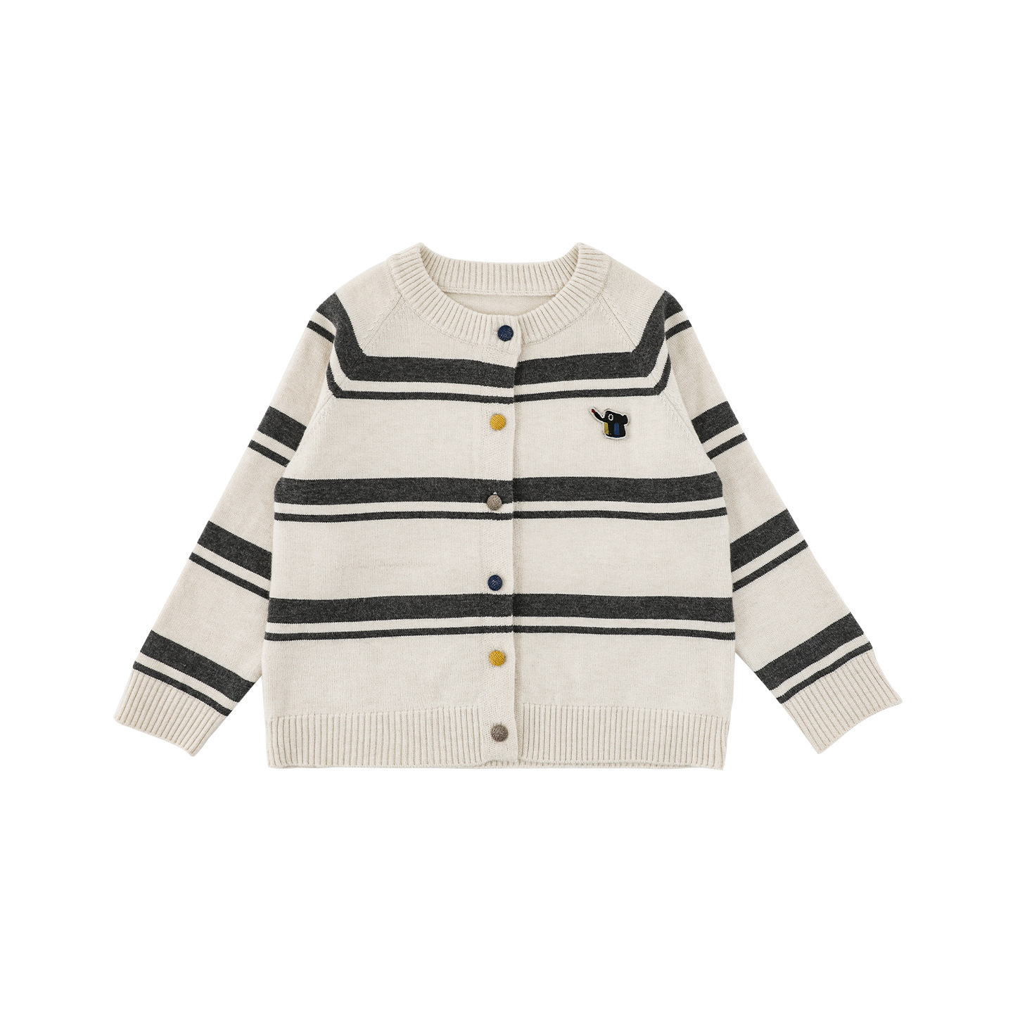 Girls' Striped Solid-color Cardigan Sweater photo 3