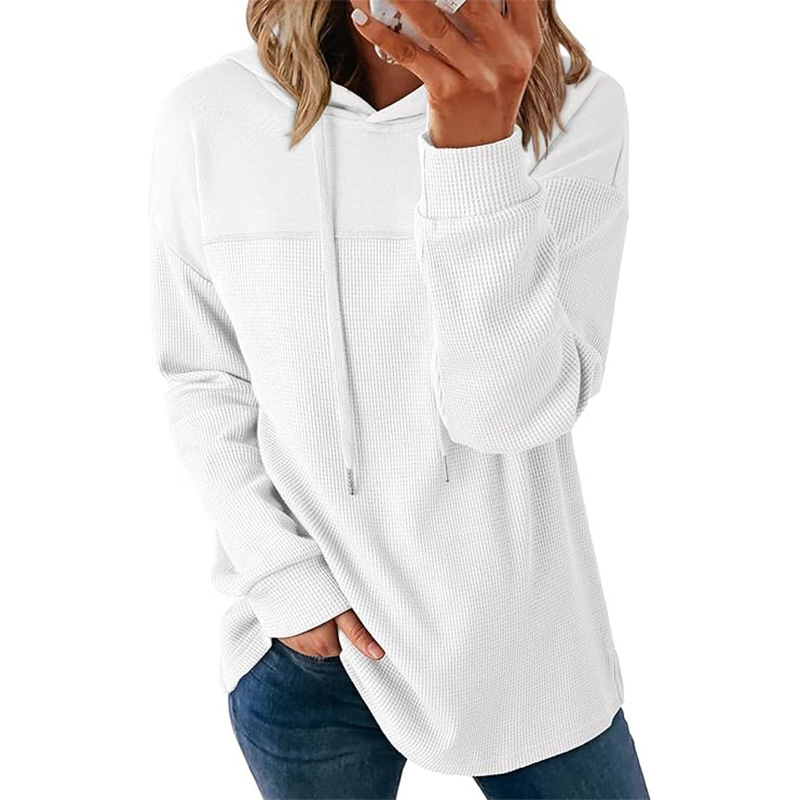 Hooded Casual Waffle-knit Long-sleeve Sweatshirt photo 5
