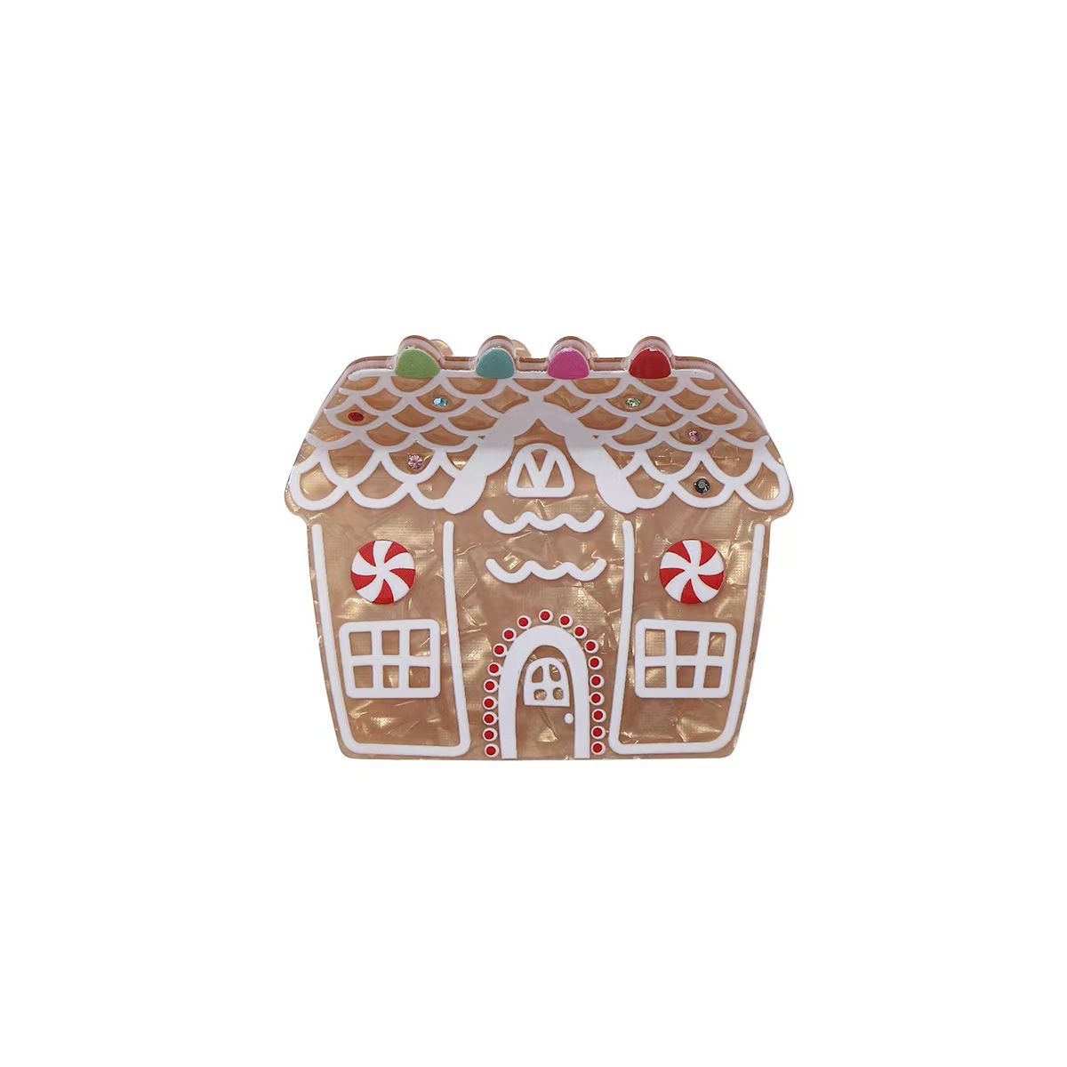 Christmas-themed Gingerbread House Hair Clip With Wispy Bangs photo 3