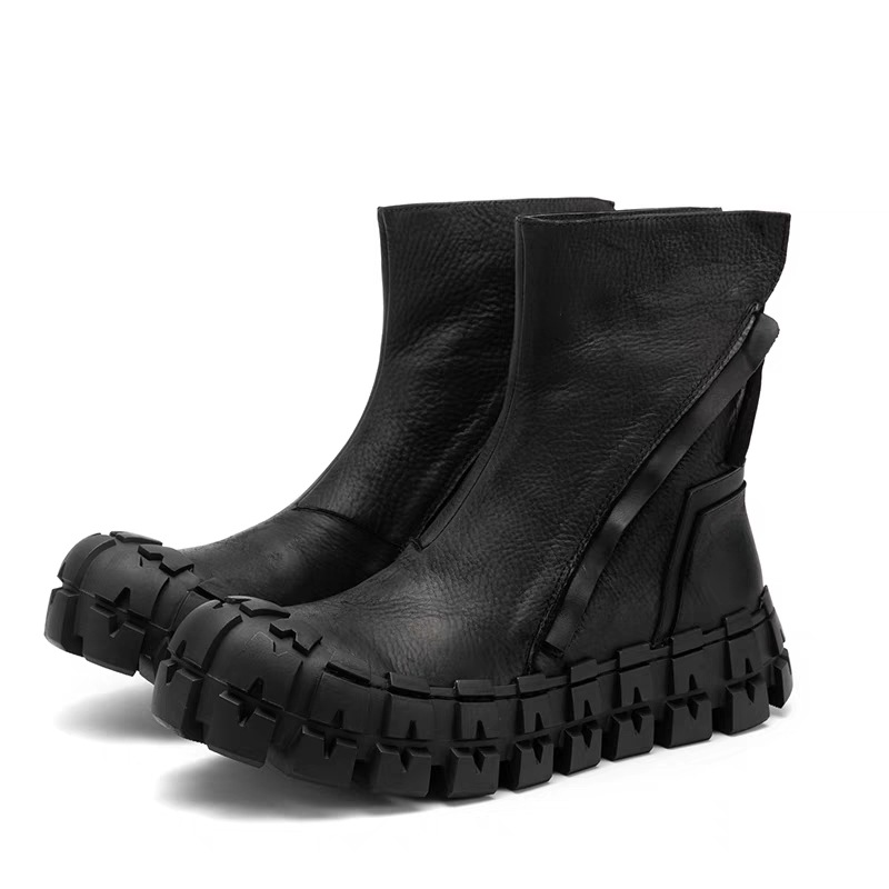 British-style Gear-patterned Thick-soled Mens Leather Boots photo 6