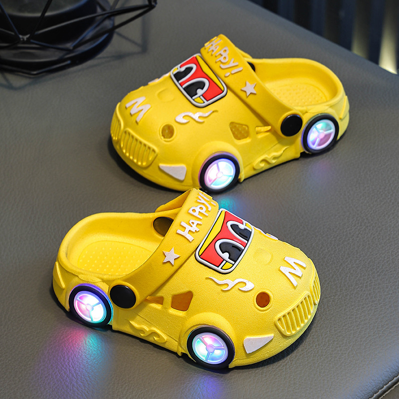 Childrens Car-Shaped Glowing Non-Slip Soft-Soled Slippers photo 3
