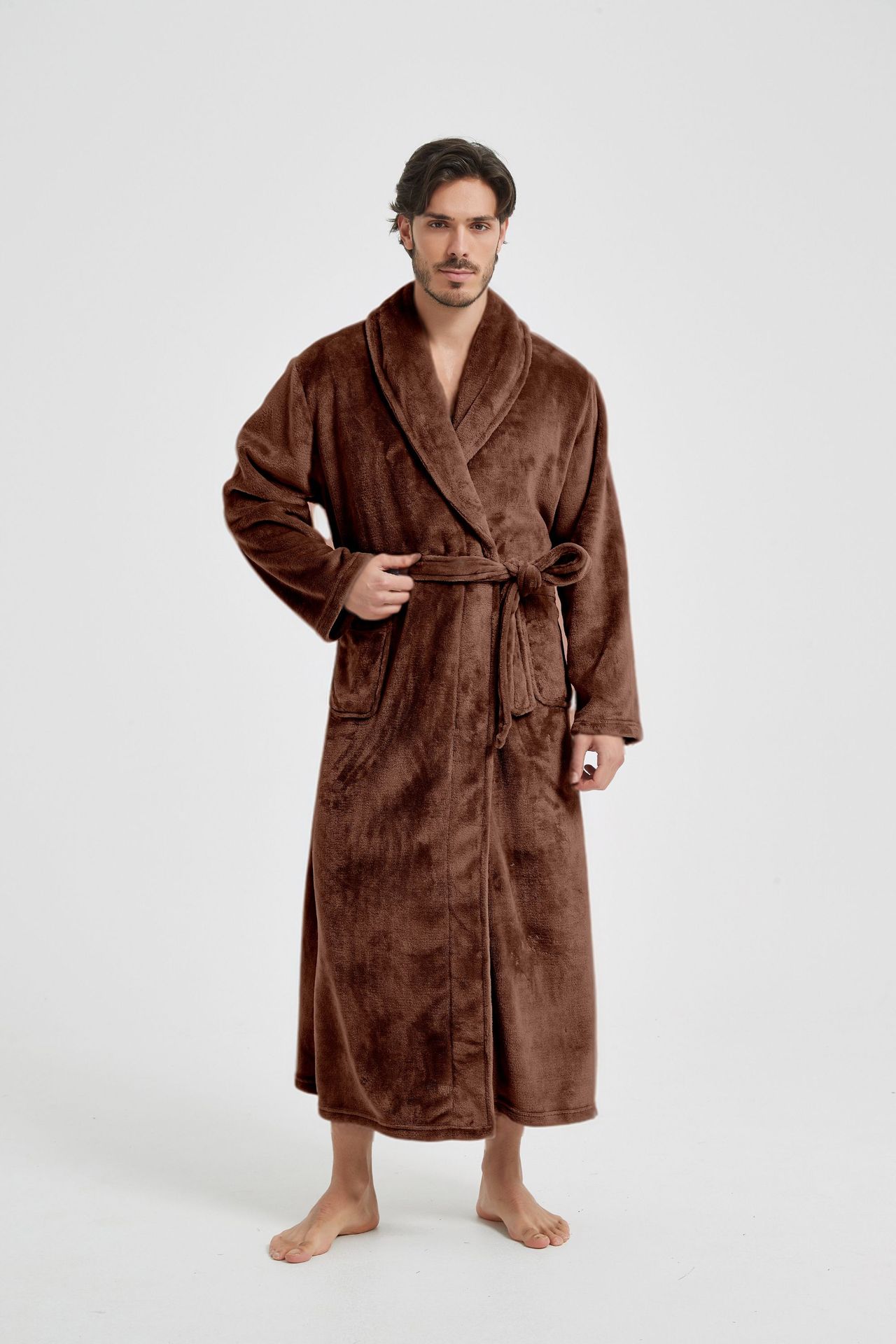 European And American-style Flannel Men's House Robe photo 7