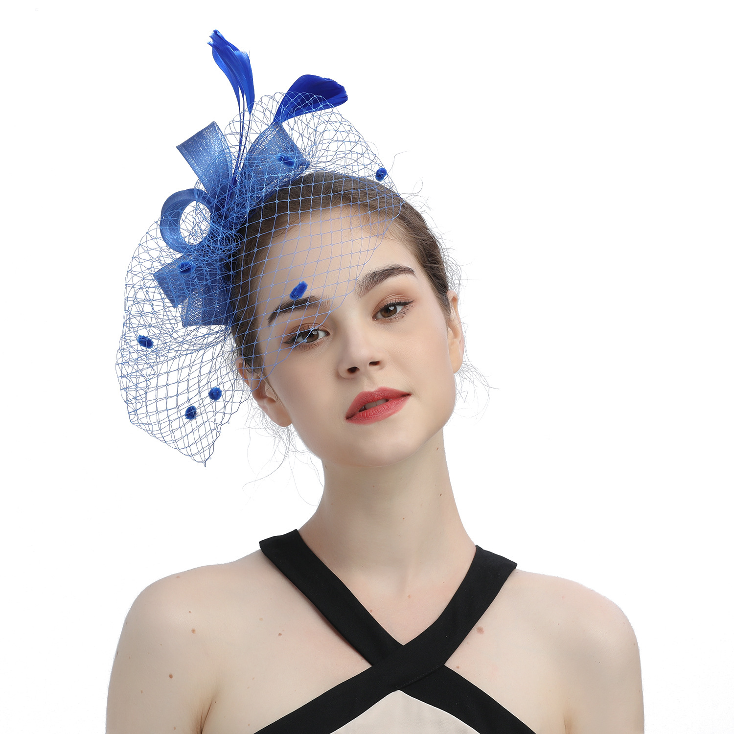 Bride Veil Hair Bow Top Hat Headdress Flower Cover Face Mesh Head photo 4