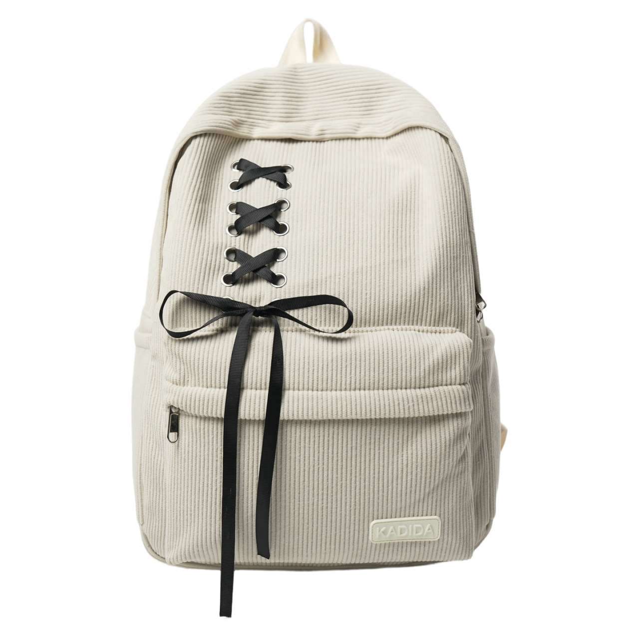 Large Corduroy Bowknot Backpack Casual Travel Polyester Fabric photo 5