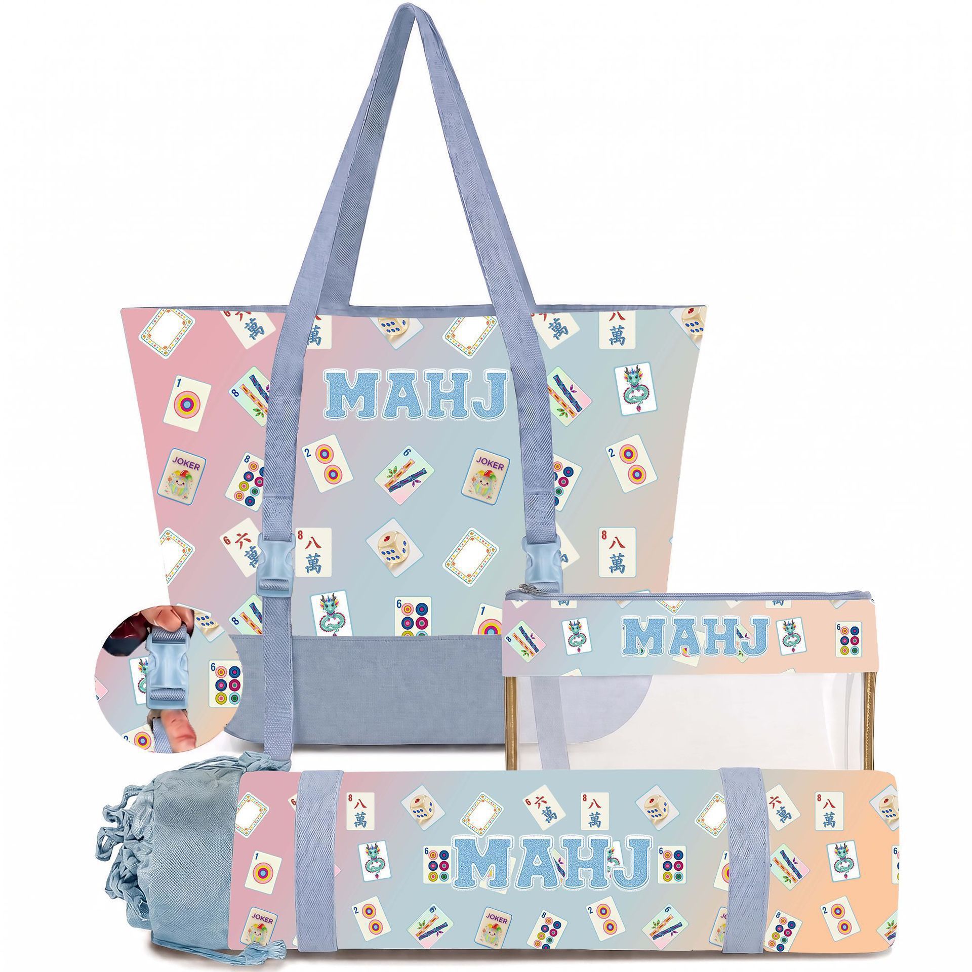 Best-Selling Macaron-Printed Mahjong Card Three-Piece Set photo 5
