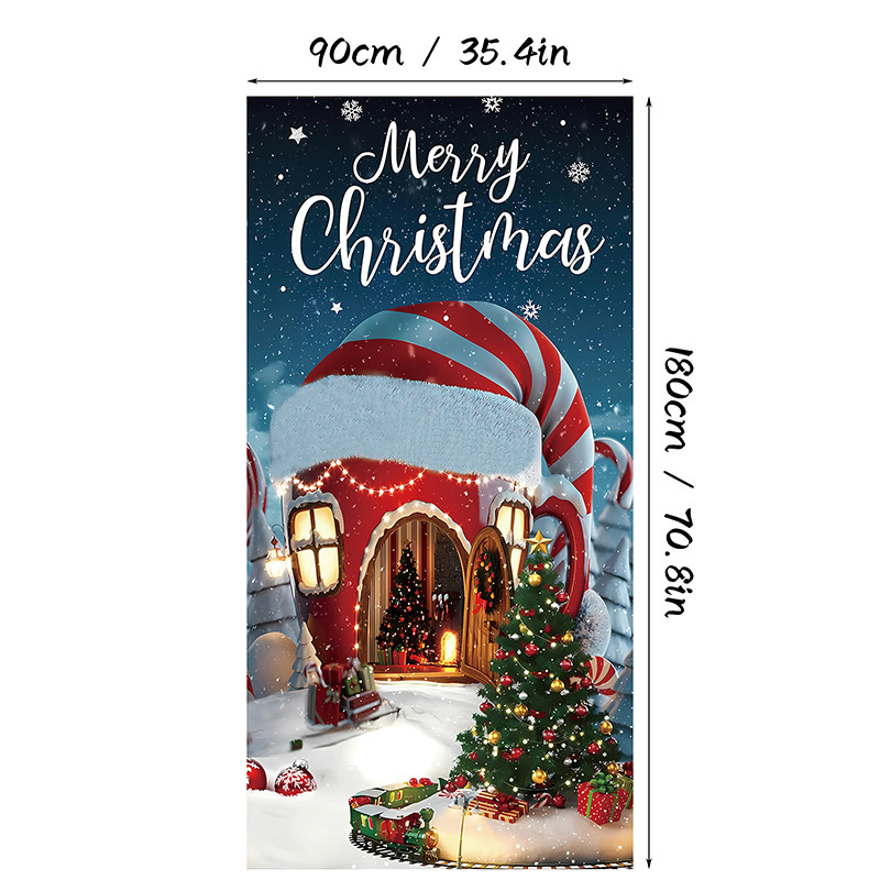 Christmas-themed Scene Decoration Backdrop Door Curtain photo 3