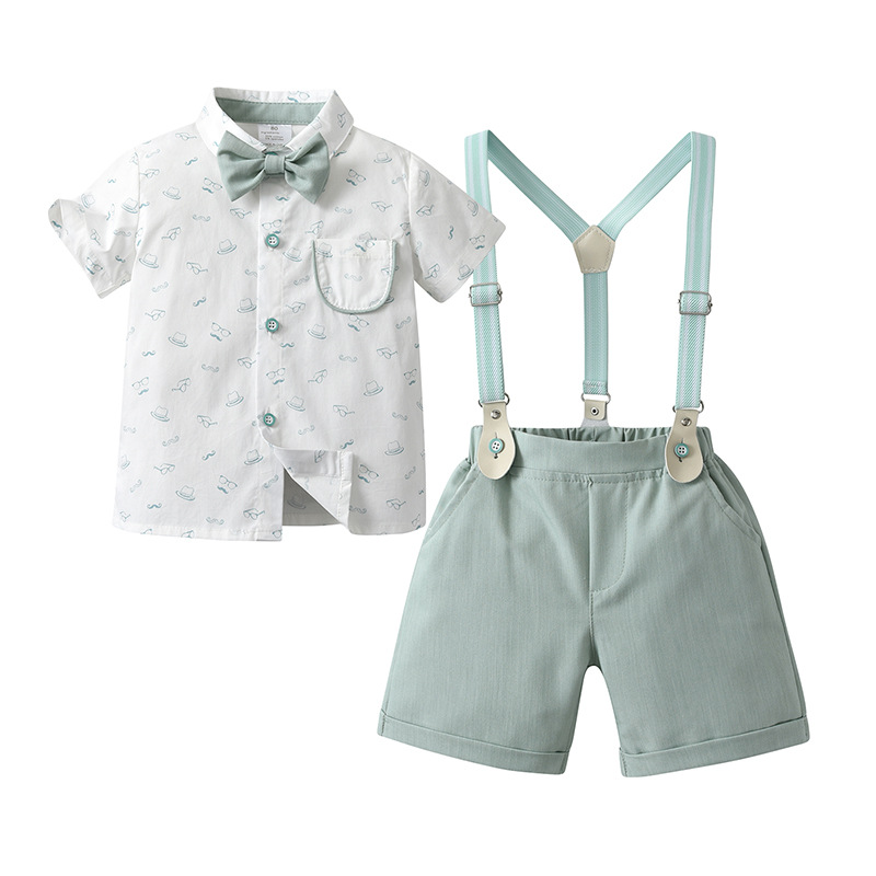 Childrens Summer Three-Piece Short-Sleeve Suspender Set photo 2