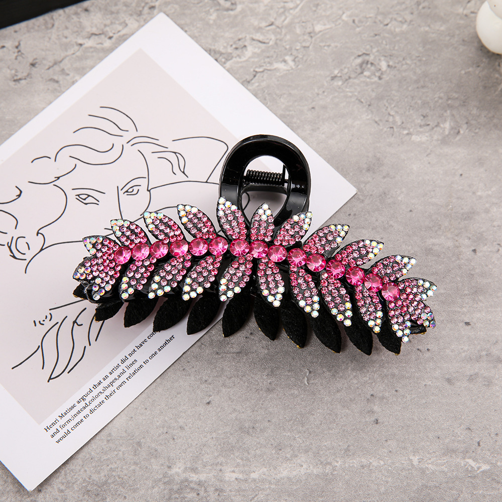Full-rhinestone Fan-shaped Flower Shark Clip Hair Accessory photo 4