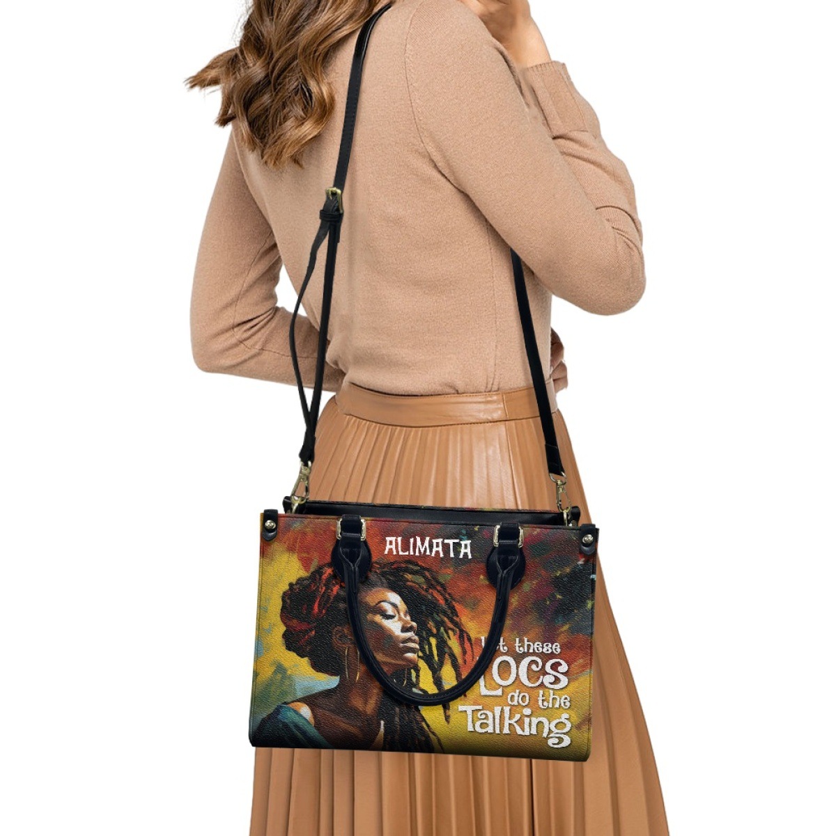 African Girl Butterfly Zipper Leather Handbag For Women photo 2