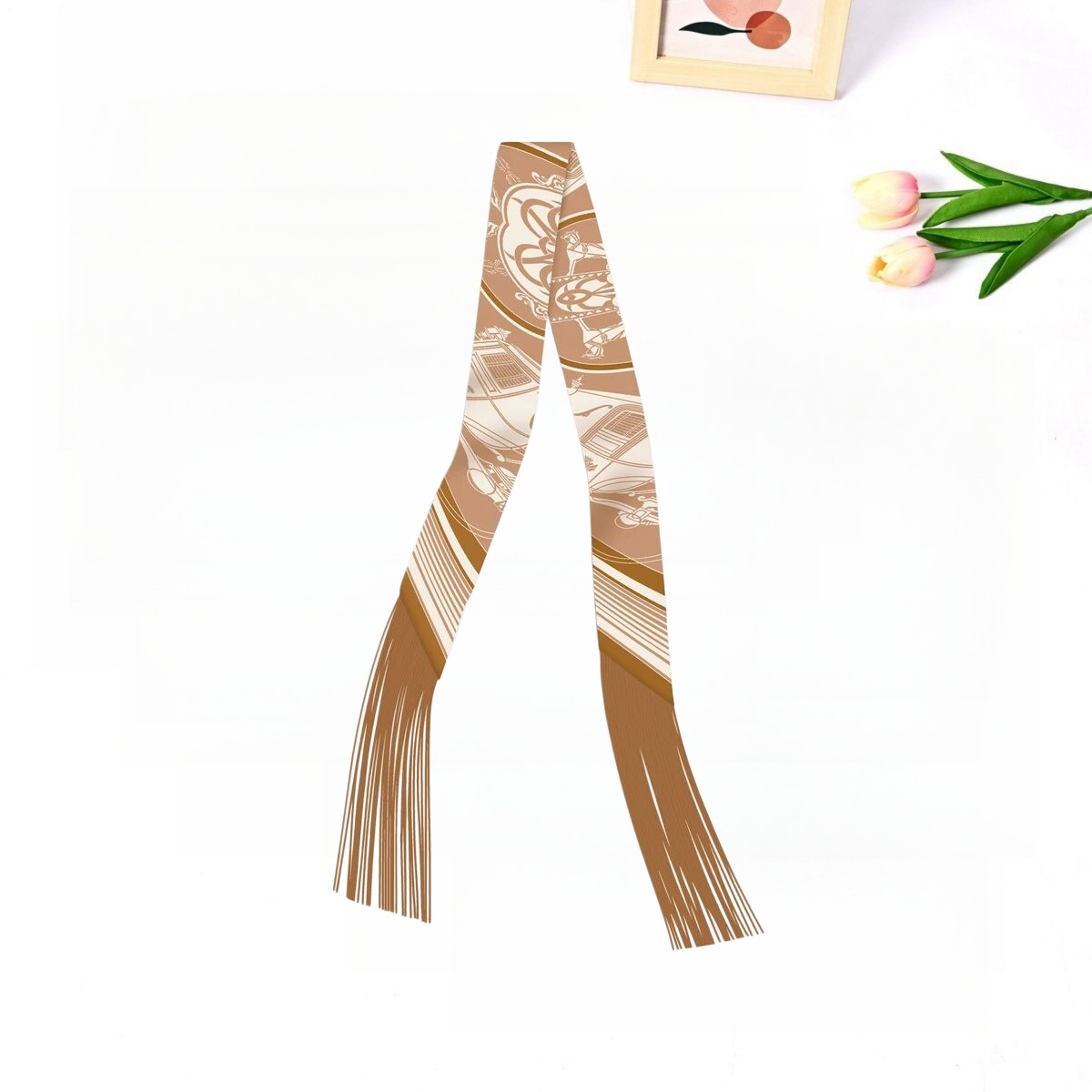 Korean-style Trendy Twill Silk Ribbon Scarf For Women photo 4