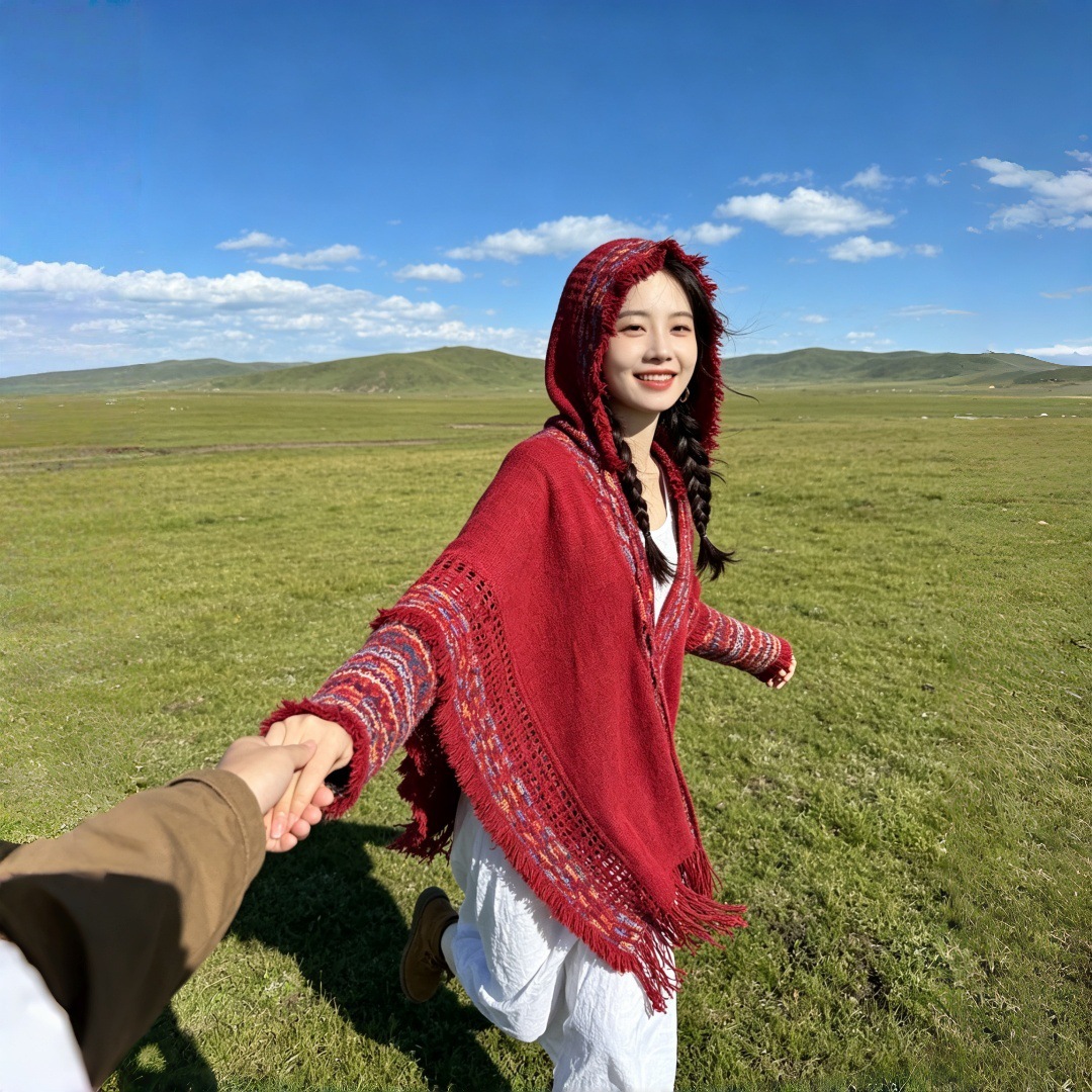 Autumn Winter Warm Ethnic-style Shawl For Travel photo 5