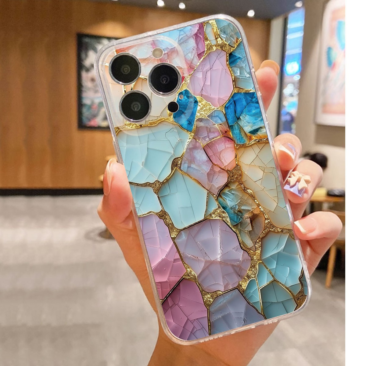 Five-color Marble Drop-resistant Transparent Phone Case photo 3