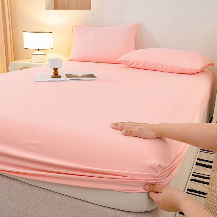 New Washable Crinkled Cloud-cotton Solid-color Fitted Sheet photo 6