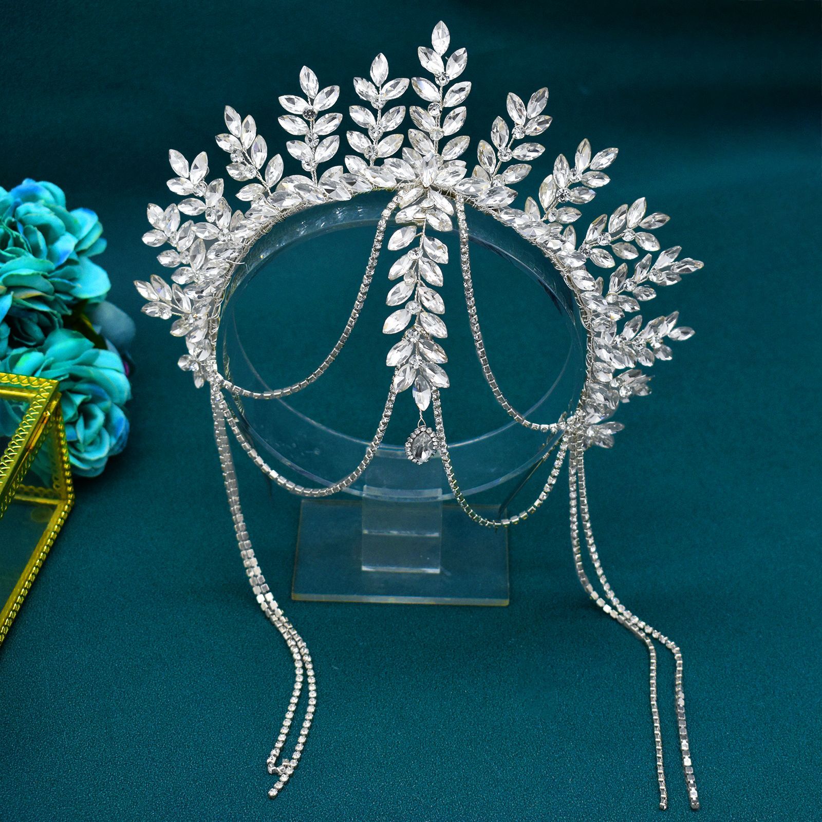 Bridal Rhinestone Wedding Gown Accessories Creative Hair-clipping Tassel Headband photo 2