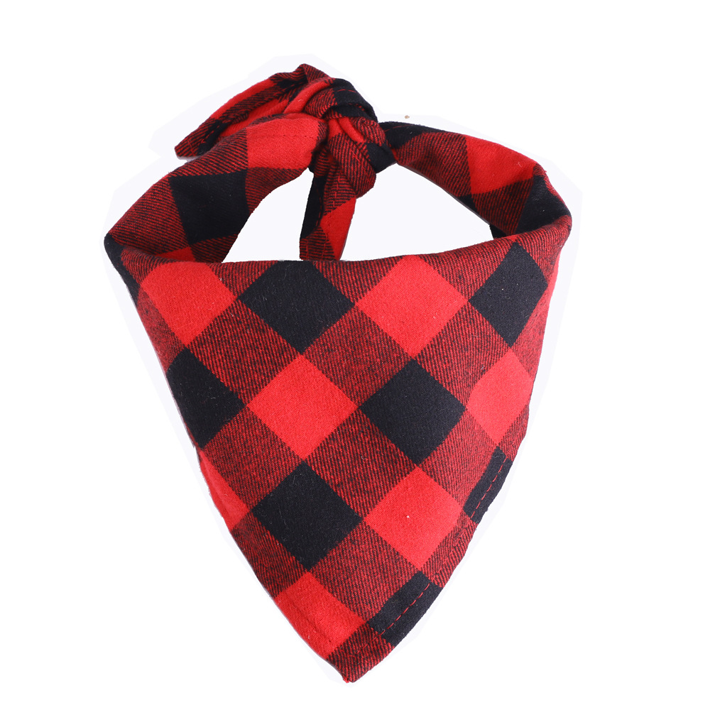Single-layer Cotton Plaid Dog Bib, Available In Small And Large Sizes photo 8