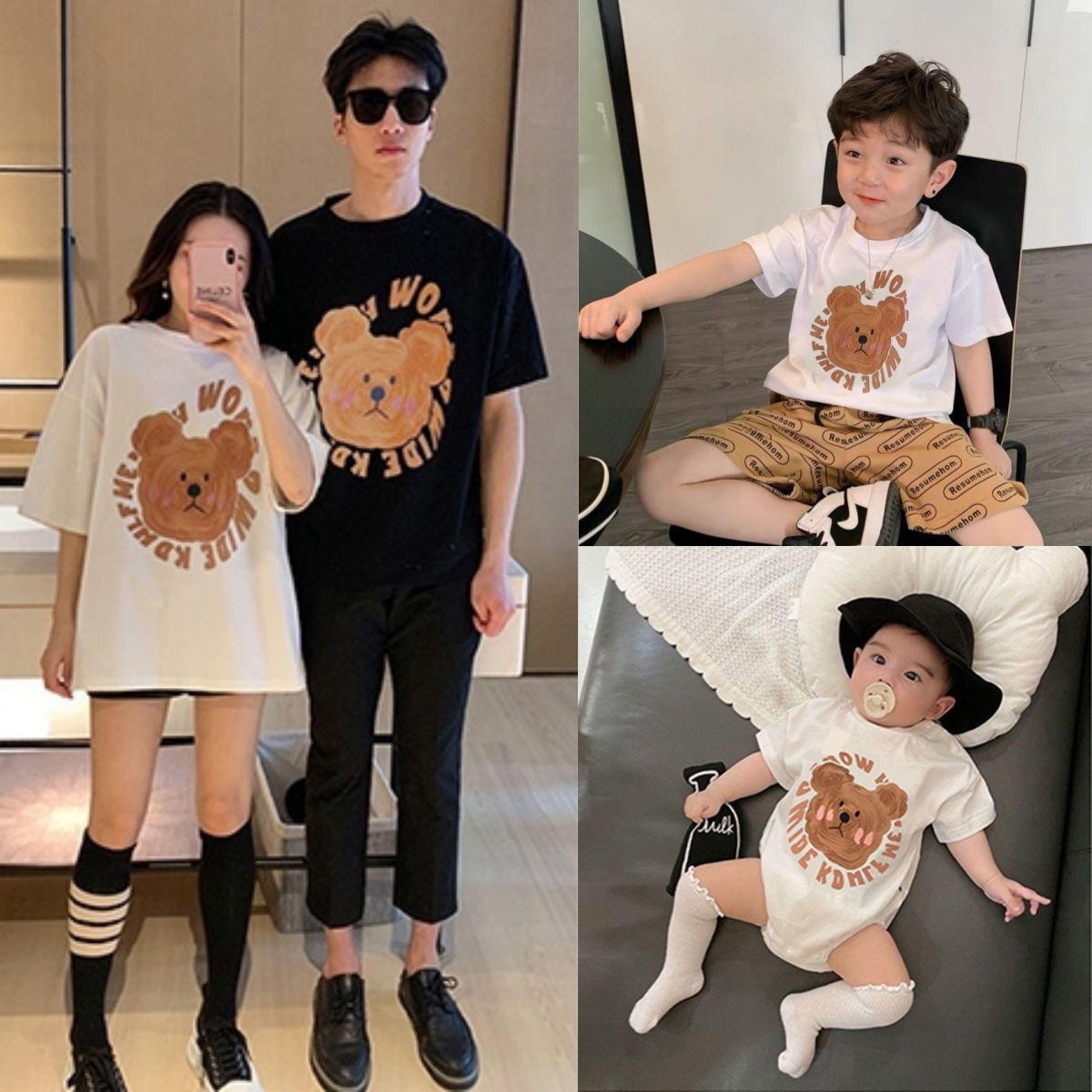 New Summer Cotton Parent-child Outfits Tops For A Family Of Three photo 1