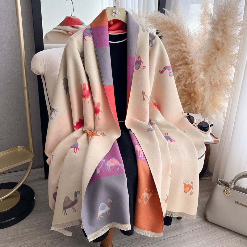 Women's Double-Sided Camel ScarfShoulder Wrap photo 6